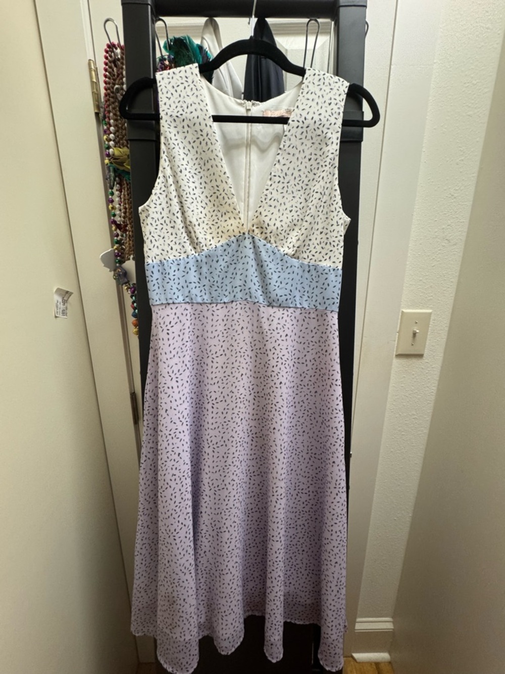 Hutch Sleeveless Colorblock Maxi Dress in Cream, Blue & Lavender